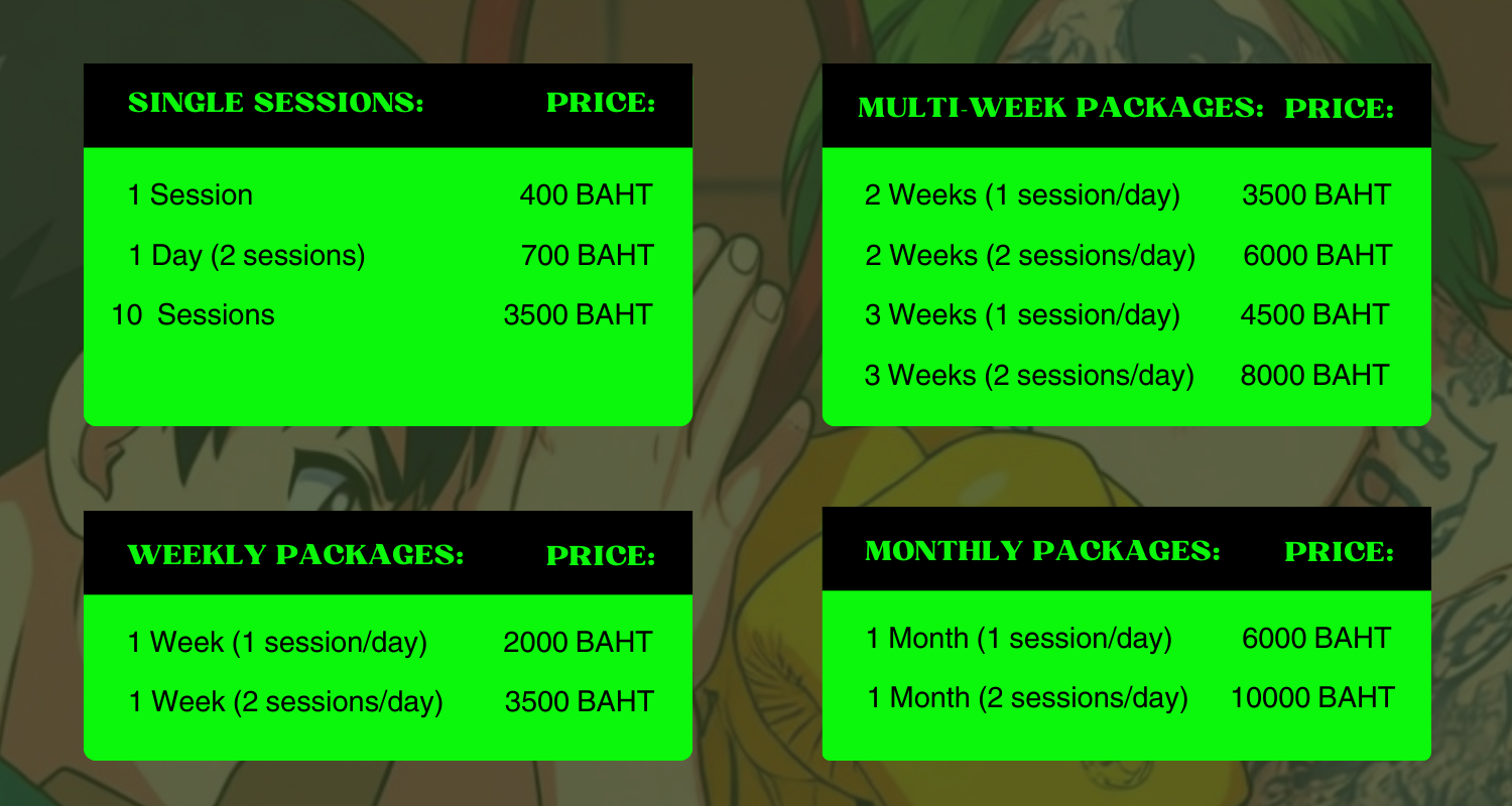 Group Class Price List Coach Tam Muay Thai